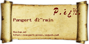Pangert Ármin névjegykártya